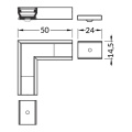 Łącznik kątowy 90° biały do profilu aluminiowego LED UNI12 - wymiary