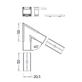 Łącznik kątowy 60° biały do profilu aluminiowego LED LINEA20 - wymiary