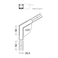 Łącznik kątowy 120° biały do profilu aluminiowego LED LINEA20 - wymiary