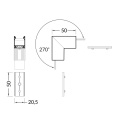 Łącznik kątowy 270° czarny GIĘTY do profilu aluminiowego LED LINEA20 - wymiary