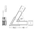 Łącznik kątowy 60° czarny do profilu aluminiowego LED LINEA-IN20 - wymiary