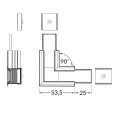 Łącznik kątowy 90° biały do profilu aluminiowego LED LINEA-IN20 - wymiary