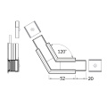 Łącznik kątowy 120° biały do profilu aluminiowego LED LINEA-IN20 - wymiary