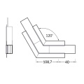Łącznik kątowy 120° anodowany do profilu aluminiowego LED VARIO30-05 - wymiary