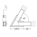 Łącznik kątowy 60° anodowany do profilu aluminiowego LED VARIO30-07 - wymiary