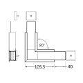 Łącznik kątowy 90° anodowany do profilu aluminiowego LED VARIO30-07 - wymiary