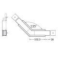 Łącznik kątowy 135° czarny do profilu aluminiowego LED VARIO30-07 - wymiary