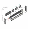 Profil aluminiowy LED BACK10 anodowany z kloszem - schemat montażowy z opcjonalnymi akcesoriami