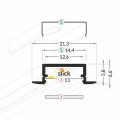 Profil aluminiowy LED BEGTIN12 surowy z kloszem - wymiary