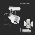 Lampa szynowa LED 3-fazowa 33W 2640lm Samsung LED - biała - VT-433-W