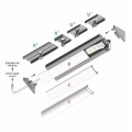 Profil aluminiowy LED CORNER10 - RAL - 1mb - schemat montażowy z opcjonalnymi akcesoriami