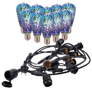 Girlanda ogrodowa 15mb z 15 żarówkami dekoracyjnymi LED -  E27 ST64 3W - zestaw  