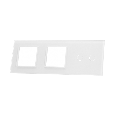 Szklany panel dotykowy potrójny biały - 2-sekcyjny + 2 gniazda - 702GG-61 - LIVOLO