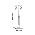 Lampa ogrodowa stojąca 2x E27 141cm - VT-738 - rysunek techniczny
