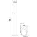 Lampa ogrodowa stojąca 1x E27 65cm - INOX ST 022-650 BL - rysunek techniczny