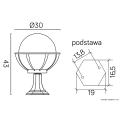 Lampa ogrodowa stojąca 1x E27 43cm - KULE Z KOSZYKIEM 250 K 4011/1/KPO 250 - rysunek techniczny