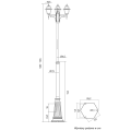 Lampa ogrodowa - parkowa stojąca regulowana 3x E27 - WITRAŻ OGMW 3 N - rysunek techniczny