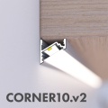 Profil aluminiowy LED CORNER10.v2 biały malowany z kloszem - realizacja z przekrojem