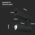 Lampa szynowa LED magnetyczna 15W 900lm 24V - czarna - VT-4215