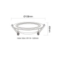 Oprawa sufitowa RGB+CCT (RGBWW) typu downlight LED 9W - FUT061-B - Rysunek techniczny