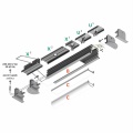 Profil aluminiowy LED DEEP10 anodowany z kloszem - 2mb - schemat montażowy z opcjonalnymi akcesoriami