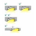 Profil aluminiowy LED FLAT8 anodowany z kloszem - przekroje uchwytów