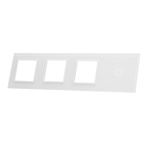 Szklany panel dotykowy poczwórny biały - 1-sekcyjny + 3 gniazda - 701GGG-61 - LIVOLO