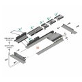 Profil aluminiowy LED FLAT8 anodowany czarny z kloszem - schemat montażowy z opcjonalnymi akcesoriami