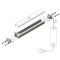 Profil aluminiowy LED FLOOR8 anodowany z kloszem - schemat montażowy z opcjonalnymi akcesoriami