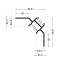 Profil aluminiowy (podpłytkowy) LED UNI-TILE12 PLUS 90 st. anodowany z kloszem - wymiary
