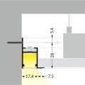 Profil aluminiowy LED FRAME14 - RAL - 1mb - przekrój montażu z wymiarami
