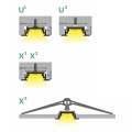 Profil aluminiowy LED GROOVE10 anodowany z kloszem - przekroje uchwytów