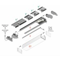 Profil aluminiowy LED GROOVE14 - RAL - schemat montażu z opcjonalnymi akcesoriami
