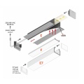 Profil aluminiowy LED LINEA-IN20 TRIMLESS surowy kloszem - schemat montażowy z opcjonalnymi akcesoriami