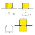 Profil aluminiowy LED LINEA-IN20 TRIMLESS surowy kloszem - przekroje kloszy z wymiarami