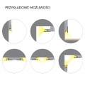 Profil aluminiowy LED OMNI10 anodowany z kloszem - przykładowe możliwości montażu