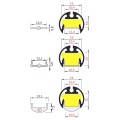 Profil aluminiowy LED PEN12 - RAL - 1mb - przekroje kloszy z wymiarami