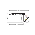 Profil aluminiowy schodowy LED UP-BOLD12 czarny z kloszem - wymiary