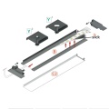 Profil aluminiowy LED GROOVE14.v2 anodowany z kloszem - schemat montażowy z opcjonalnymi akcesoriami