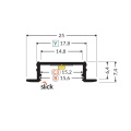 Profil aluminiowy LED GROOVE14.v2 biały malowany z kloszem - wymiary