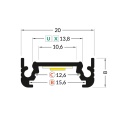 Profil aluminiowy LED SURFACE10 - RAL - 1mb - wymiary