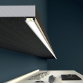 Profil aluminiowy LED SURFACE10.v2 czarny anodowany z kloszem - realizacja z przekrojem