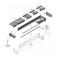Profil aluminiowy LED SURFACE14 czarny anodowany z kloszem - schemat montażowy z opcjonalnymi akcesoriami
