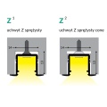 Profil aluminiowy LED SMART-IN10 surowy z kloszem - przekroje uchwytów