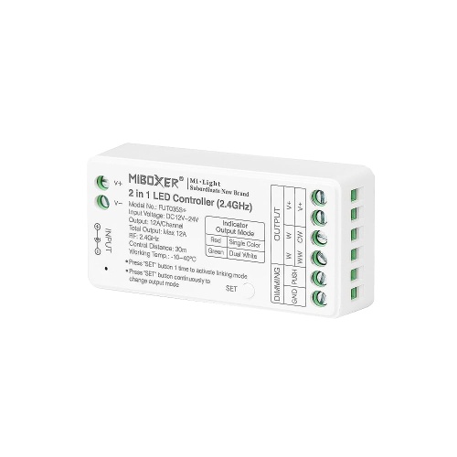 Odbiornik LED 2w1 - MONO / CCT - 12-24V 12A - Mini - FUT035S+