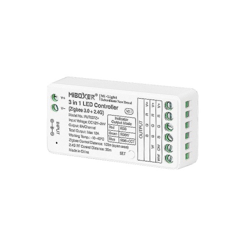Odbiornik LED 3w1 - RGB /RGB+W /RGB+CCT - 12-24V 12A - Zigbee 3.0 - FUT037Z+