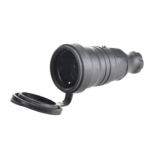 Gniazdo końcowe z uziemieniem - 16A 230V - IP44 - czarne