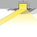 Profil aluminiowy LED wpustowy VARIO30-05 surowy z kloszem - przekrój montażu