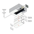 Profil aluminiowy LED wpustowy VARIO30-05 surowy z kloszem - schemat montażowy z opcjonalnymi akcesoriami