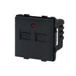 Moduł gniazda USB przelotowy podwójny czarny - TM626B - TOUCHME